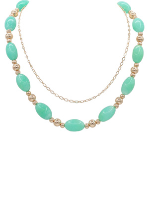 Mixed Media Acrylic & Metal Bead Layered Necklace