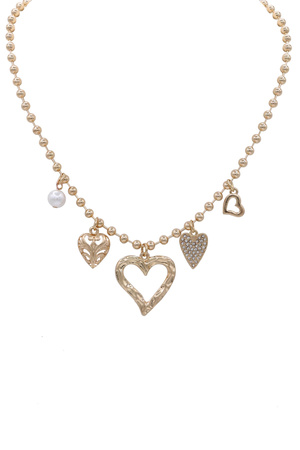 Romantic Metal Heart Charm Ball Necklace