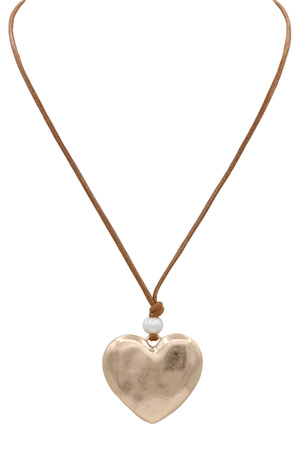 Heart Metal Pendant Cord Necklace