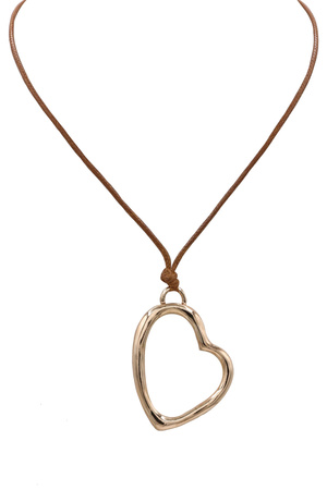 Modern Heart Cut-Out Metal Cord Necklace