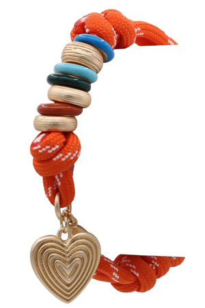 Knotted Cord Heart Charm Bracelet