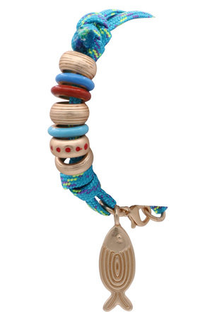 Knotted Cord Fish Charm Beaded Bracelet