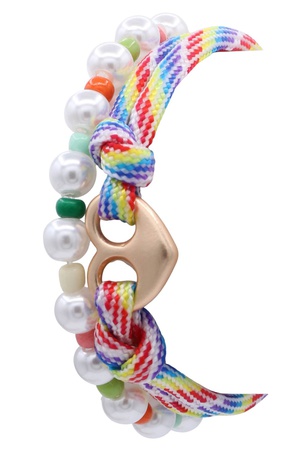 Heart Accent Cord & Beaded Elastic Bracelet Set