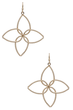 Metal Clover Cutout Textured Drop Earrings