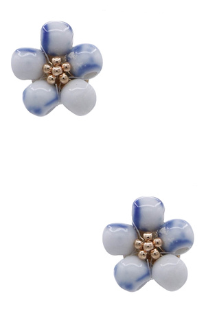 Ceramic Beaded Flower Stud Earrings