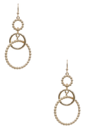 Textured Triple-Layer Circle Dangle Earrings