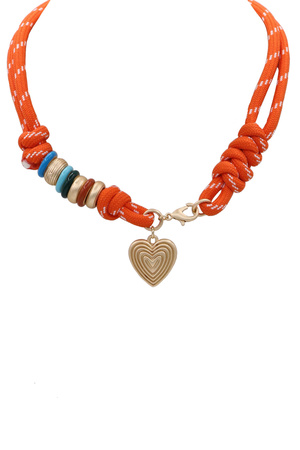 Heart Pendant Knotted Cord Necklace