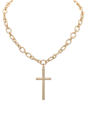 Metal Chain Cross Pendant Necklace