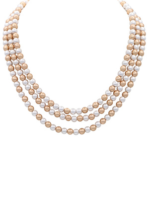 Classic Triple Layer Metal Bead Necklace