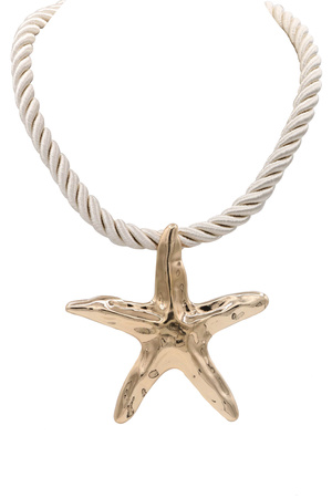 Embossed Starfish Pendant Rope Necklace
