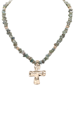 Cross Pendant Beaded Necklace