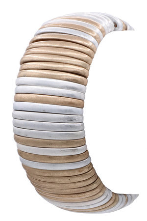 Metal Ribbed Stretch Bangle Bracelet