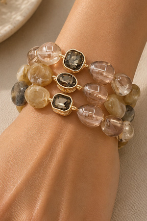 Multi-Layer Acrylic Stone & Jewel Accent Bracelet