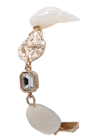 Acrylic  Jewel Stone Gold Accent Stretch Bracelet