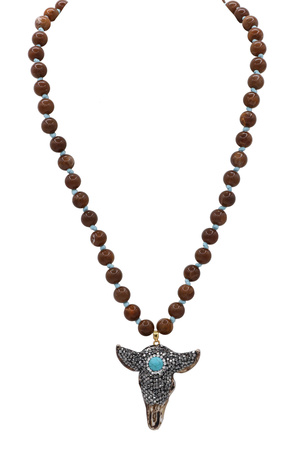 Bull Pendant Beaded Statement Necklace