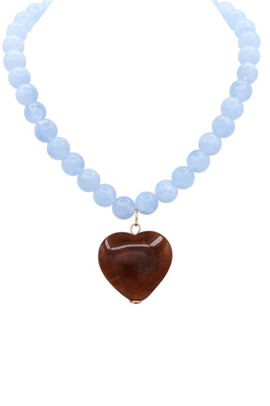 Acrylic Beaded Heart Pendant Necklace