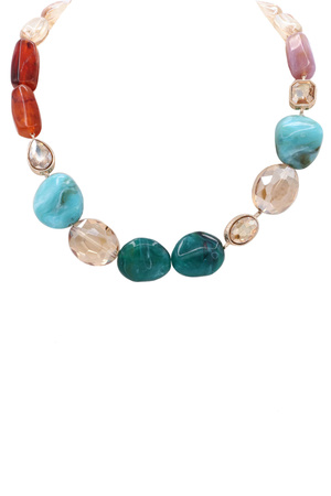 Jewel Accent Acrylic Stone Necklace