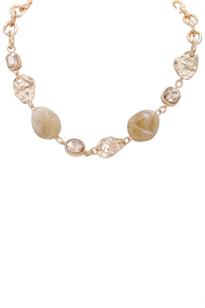 Faceted Clear Stone & Acrylic Bead Chain Necklace