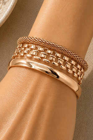 Trio Metal Multi-Chain & Cuff Bracelet Set