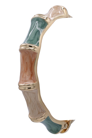 Bamboo-Inspired Metal Enamel Hinged Cuff