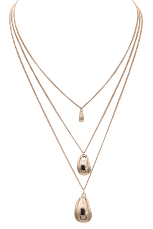 Trio Metal Layered Necklace with Oval Charms