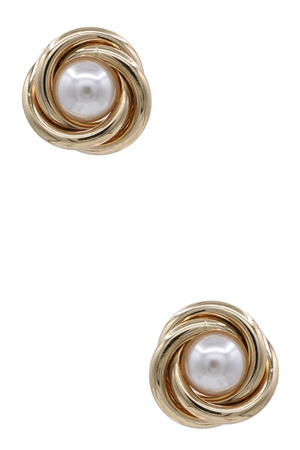 Classic Floral Pearl Stud Earrings