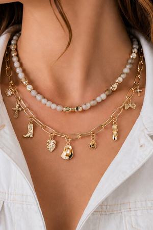 Two-Layer Beaded Necklace with Charm Accents