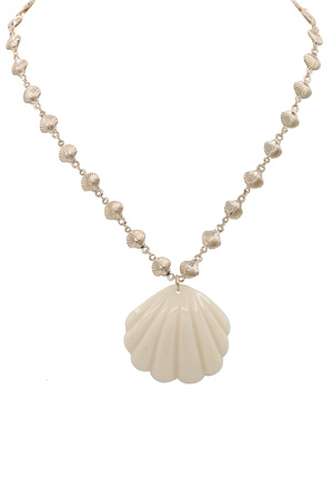 Coastal Metal Station Necklace with Shell Charm
