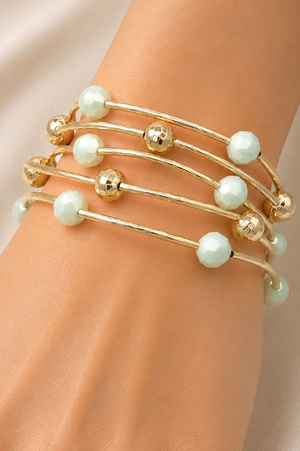 Stackable Metal Tube Bead Stretch Bracelet Set