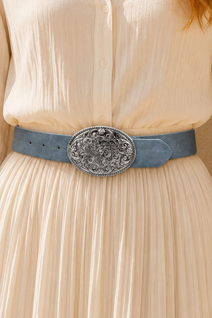Floral Swirl Rope Edge Oval Buckle Belt