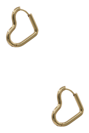 Metal Stainless Heart Hoop Huggie Earrings