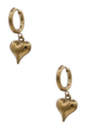 Metal Stainless Puffy Heart Hoop Earrings