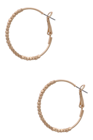 Square Metal Bead Hoop Earrings