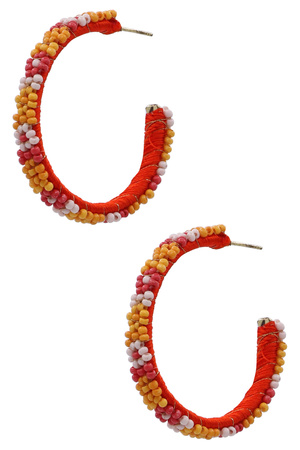 Floral Bead Hoop Earrings