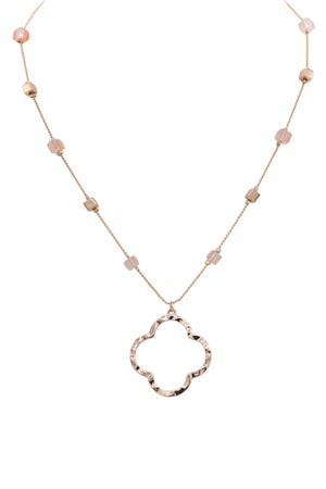 Glass Accent Quatrefoil Pendant Necklace