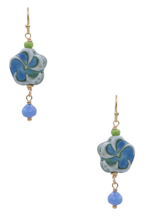 Elegant Ceramic Floral Drop Earrings