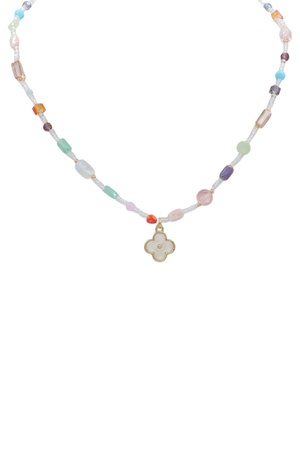 Statement Clover Pendant Beaded Necklace