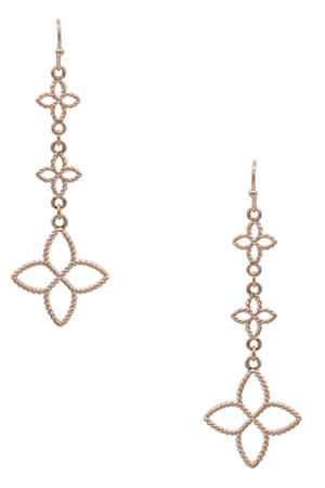 Chic Metal Layered Flower Drop Earrings