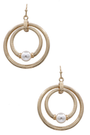 Elegant Dual Layer Metal & Pearl Drop Earrings