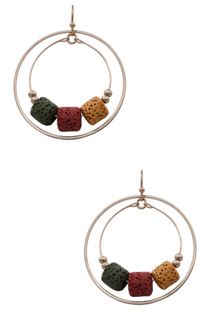 Statement Layered Circle Pumice Stone Hoops