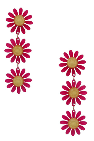 Floral Fuchsia Dangle Sunflower Earrings