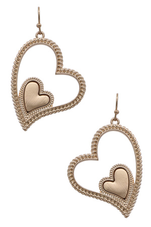 Chic Metal Duo Heart Statement Earrings