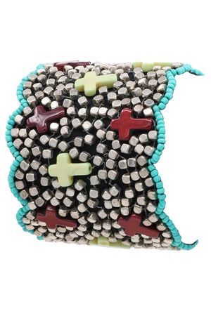 Metal Beaded Cross Bracelet