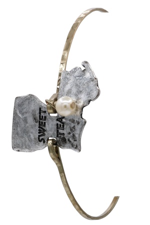 Textured Vintage Style State Charm Bangle