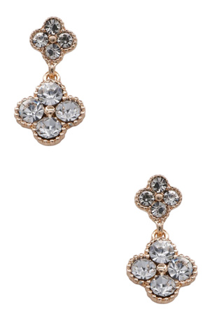 Sparkling Pavé Quatrefoil Statement Earrings