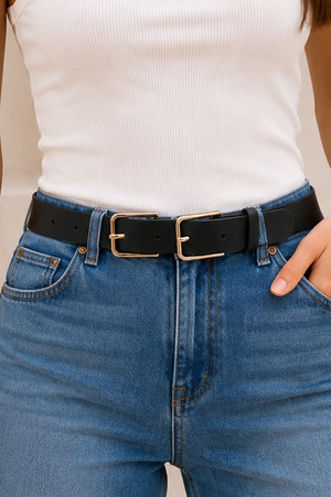 Chic Rectangle Double Buckle Belt