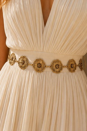 Vintage Floral Metal Chain Belt