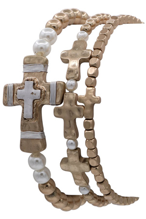 Metal Cross Stackable Elastic Bracelet