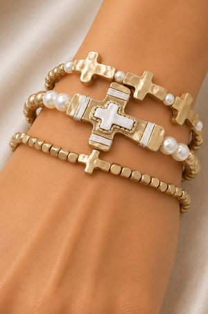 Metal Cross Stackable Elastic Bracelet