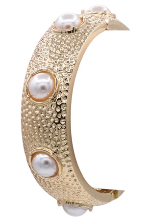 Hammered Pearl Hinge Bangle Bracelet